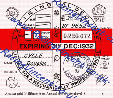 1932 Facsimile Tax Disk